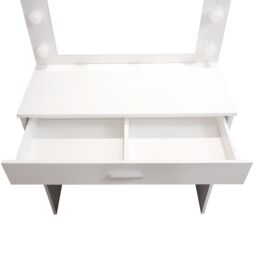Alivio Hollywood Dressing Table with LED Lights Mirror, Vanity Table Set with Drawer & Cushioned Stool in White - thumbnail 5