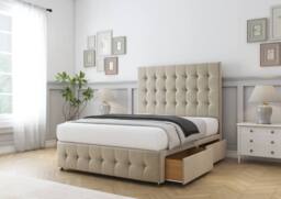 "Sloomy Berlin Coniston Divan Base No Drawers - 26"" Headboard & 12"" Footboard in Cream - Size: Small Single" - thumbnail 4