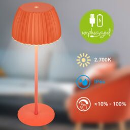 BRILONER Touch Dimmable Rechargeable Wireless Indoor Outdoor LED Table Lamp in Orange - thumbnail 9