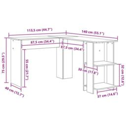 Berkfield Home Corner Desk with Storage White 140x113, 5x75cm - Size: 5x75 cm - thumbnail 9