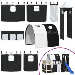 Berkfield Home Curtains for Loft Bed with Tunnel & Tower White & Black - thumbnail 1