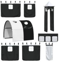 Berkfield Home Curtains for Loft Bed with Tunnel & Tower White & Black - thumbnail 3