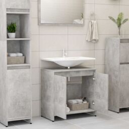 Berkfield Home Bathroom Cabinet Concrete Grey 60x33x61 cm Engineered Wood - Size: 60 x 33 x 61 cm - thumbnail 3