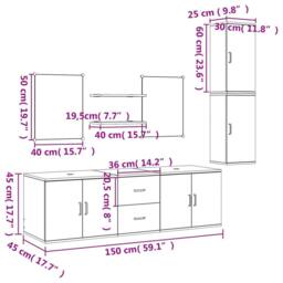 Berkfield Home 7 Piece Bathroom Furniture Set Black Engineered Wood - thumbnail 8