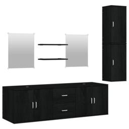 Berkfield Home 7 Piece Bathroom Furniture Set Black Engineered Wood - thumbnail 1