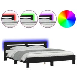 Berkfield Home Durable Bed Frame with LED without Mattress Black 180x200 cm Supe - Size: Super King - thumbnail 3