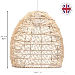 Happy Homewares Traditional Vintage Spiral Cage Design Natural Brown Rattan Ceiling Lamp Shade - thumbnail 7