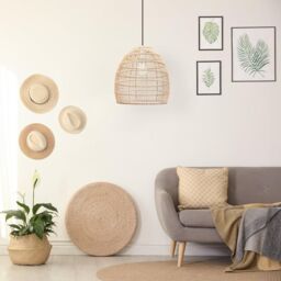 Happy Homewares Traditional Vintage Spiral Cage Design Natural Brown Rattan Ceiling Lamp Shade - thumbnail 5