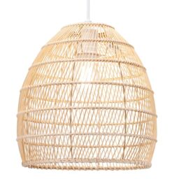 Happy Homewares Traditional Vintage Spiral Cage Design Natural Brown Rattan Ceiling Lamp Shade - thumbnail 2
