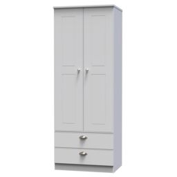 Ready Assembled 2 U Albert 2 Door 2 Drawer Wardrobe (Ready Assembled) in Grey - thumbnail 3