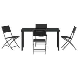 Berkfield Home 5 Piece Garden Dining Set Black Textilene & Steel - thumbnail 7