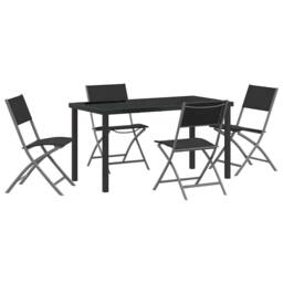 Berkfield Home 5 Piece Garden Dining Set Black Textilene & Steel - thumbnail 1