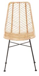 Orsina Sleek Brown Rattan Chair with Black Metal Legs, Rattan Dining Chair, Hand-woven Rattan Lounge Chair in Natural - thumbnail 2