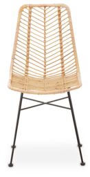 Orsina Sleek Brown Rattan Chair with Black Metal Legs, Rattan Dining Chair, Hand-woven Rattan Lounge Chair in Natural