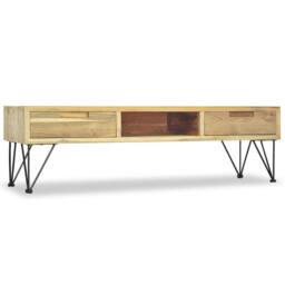 Berkfield Home TV Cabinet 120x35x35 cm Solid Teak in Light Brown - Size: 120 x 35 x 35 cm - thumbnail 4