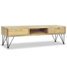 Berkfield Home TV Cabinet 120x35x35 cm Solid Teak in Light Brown - Size: 120 x 35 x 35 cm