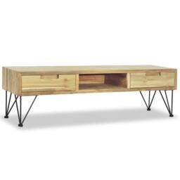 Berkfield Home TV Cabinet 120x35x35 cm Solid Teak in Light Brown - Size: 120 x 35 x 35 cm - thumbnail 5