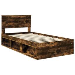 Berkfield Home Bed Frame Smoked Oak 100 x 200 cm Solid Pine Wood in Brown - thumbnail 4