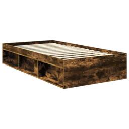 Berkfield Home Bed Frame Smoked Oak 100 x 200 cm Solid Pine Wood in Brown - thumbnail 5