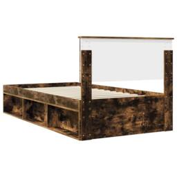 Berkfield Home Bed Frame Smoked Oak 100 x 200 cm Solid Pine Wood in Brown - thumbnail 9