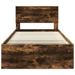 Berkfield Home Bed Frame Smoked Oak 100 x 200 cm Solid Pine Wood in Brown - thumbnail 7