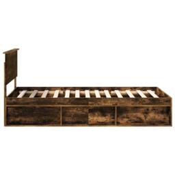 Berkfield Home Bed Frame Smoked Oak 100 x 200 cm Solid Pine Wood in Brown - thumbnail 8