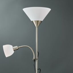 ValueLights Mozz Mother & Child Uplighter Floor Lamp with Adjustable Side Lamp in Silver - thumbnail 3