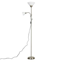 ValueLights Mozz Mother & Child Uplighter Floor Lamp with Adjustable Side Lamp in Silver - thumbnail 2