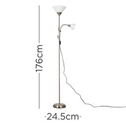 ValueLights Mozz Mother & Child Uplighter Floor Lamp with Adjustable Side Lamp in Silver - thumbnail 6