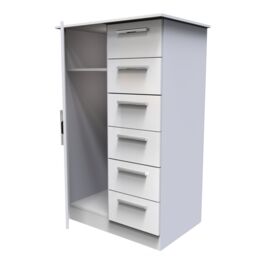Ready Assembled 2 U Trent 1 Door 5 Drawer Childrens Wardrobe (Ready Assembled) in White - thumbnail 5