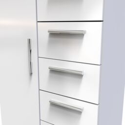 Ready Assembled 2 U Trent 1 Door 5 Drawer Childrens Wardrobe (Ready Assembled) in White - thumbnail 4