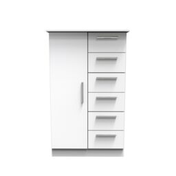 Ready Assembled 2 U Trent 1 Door 5 Drawer Childrens Wardrobe (Ready Assembled) in White - thumbnail 1