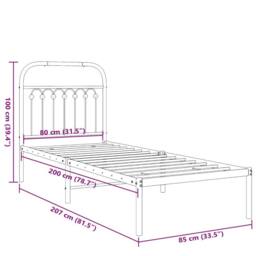 Berkfield Home Metal Bed Frame without Mattress with Headboard White 80x200cm - Size: 80x200 cm - thumbnail 8