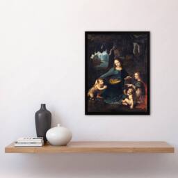 Artery8 Leonardo da Vinci Framed Wall Art Print The Virgin of the Rocks in Brown - Size: A3 - thumbnail 2
