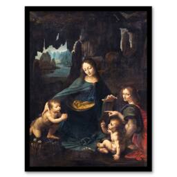 Artery8 Leonardo da Vinci Framed Wall Art Print The Virgin of the Rocks in Brown - Size: A3 - thumbnail 1