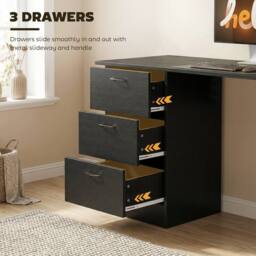 HOMCOM 120cm PC Table Workstation Computer Desk w/ Drawers, 3 Shelves Black - Size: 120 - thumbnail 6