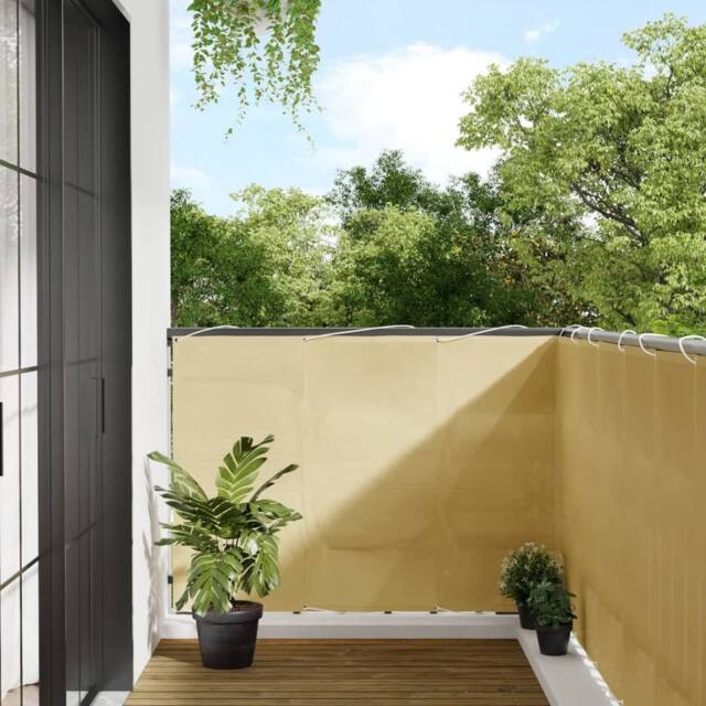 Berkfield Home Balcony Screen Sand 120x1000 cm 100% Polyester Oxford in Yellow - image 1