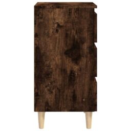 Berkfield Home Bed Cabinet with Solid Wood Legs Smoked Oak 40x35x69 cm in Brown - Size: 40 x 35 x 69 cm - thumbnail 6