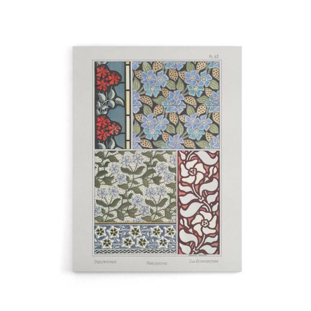 "Artery8 Periwinkle Flower Pattern Canvas Wall Art Print Verneuil in Blue - Size: W18"" x H24""" - image 1