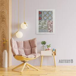 "Artery8 Periwinkle Flower Pattern Canvas Wall Art Print Verneuil in Blue - Size: W18"" x H24""" - thumbnail 3