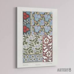 "Artery8 Periwinkle Flower Pattern Canvas Wall Art Print Verneuil in Blue - Size: W18"" x H24""" - thumbnail 2