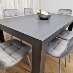 KOSY KOALA Dining Table & 6 Chairs Black Dark Grey 6 Grey Velvet Chairs Wood Dining Set Furniture in Brown - thumbnail 2