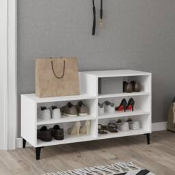 Berkfield Home Shoe Cabinet White 102x36x60 cm Engineered Wood - Size: 102 x 36 x 60 cm - thumbnail 6
