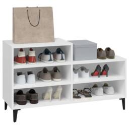 Berkfield Home Shoe Cabinet White 102x36x60 cm Engineered Wood - Size: 102 x 36 x 60 cm - thumbnail 7