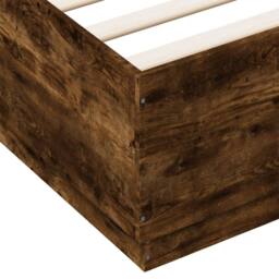 Berkfield Home Durable Bed Frame with LED without Mattress Smoked Oak 140x200 cm in Brown - thumbnail 9