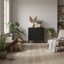 Wyld Haus Flamingo Black Metal Chest of 3 Drawers - thumbnail 1