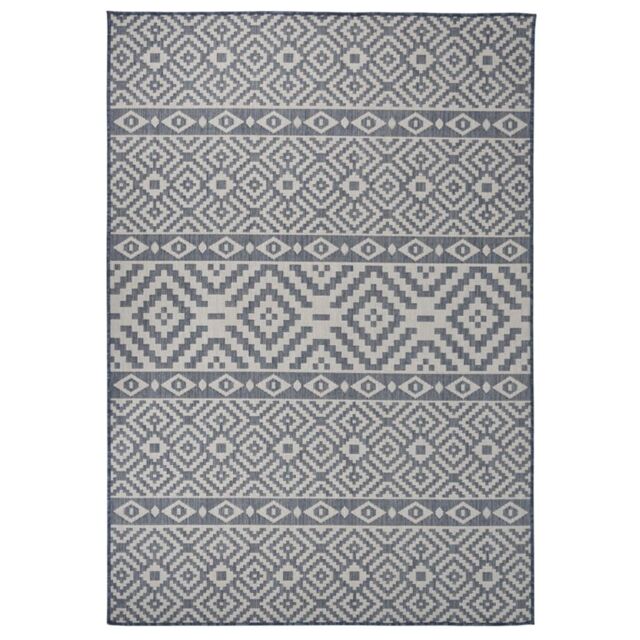 Berkfield Home Outdoor Flatweave Rug 160x230 cm Blue Stripes - Size: 100 cm diameter - image 1