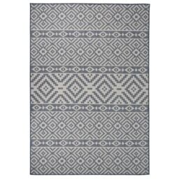 Berkfield Home Outdoor Flatweave Rug 160x230 cm Blue Stripes - Size: 100 cm diameter - thumbnail 1