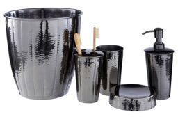 Orsina Hammered Waste Bin in Black - thumbnail 4