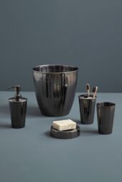 Orsina Hammered Waste Bin in Black - thumbnail 5